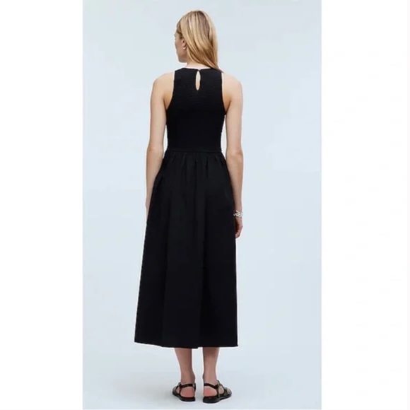 NWT Madewell The Melody Smocked Midi Dress True Black - Picture 2 of 3